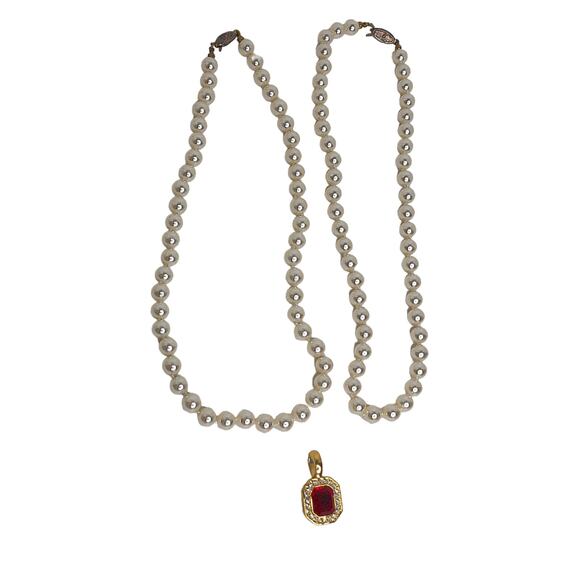 Roman 2 Faux Pearl Chokers with Pendant Vintage READ - Picture 8 of 8